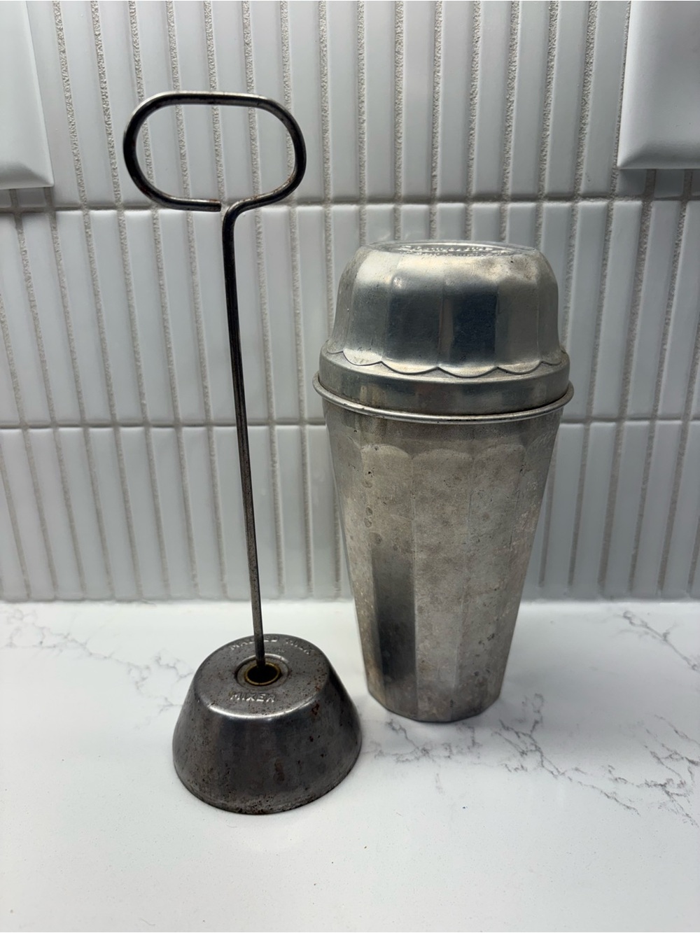 Thompson’s Double Malted Milk shaker and malted milk mixer. Vintage.